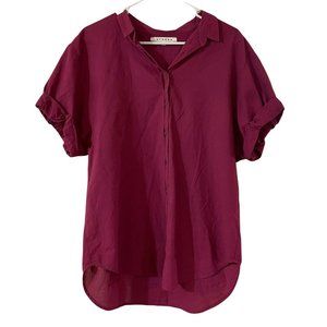 Xirena Channing Shirt Size Medium Button Down Shirt Collar Rolled Short Sleeves